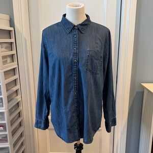 Talbots XL Blue Denim look Shirt EUC